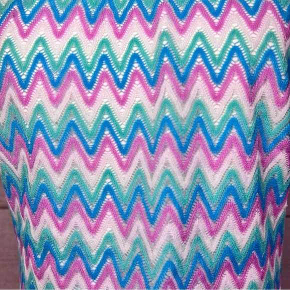 L*Space Mirabella One Piece Swimsuit Halter ZigZag Blue Purple Sz M - Picture 6 of 12